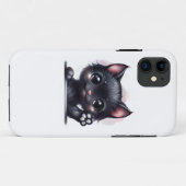 Schattige zwarte Kawaii-kat Case-Mate iPhone Case (Achterkant (horizontaal))