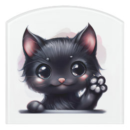 Schattige zwarte Kawaii-kat Deurbordjes