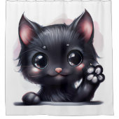 Schattige zwarte Kawaii-kat Douchegordijn (Voorkant)