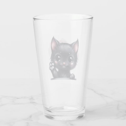 Schattige zwarte Kawaii-kat Glas (Achterkant)