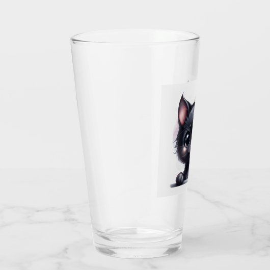 Schattige zwarte Kawaii-kat Glas (Rechts)