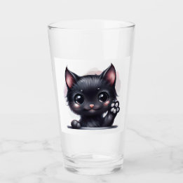 Schattige zwarte Kawaii-kat Glas