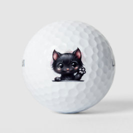 Schattige zwarte Kawaii-kat Golfballen
