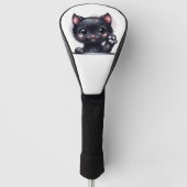 Schattige zwarte Kawaii-kat Golfheadcover (Voorkant)