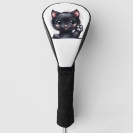Schattige zwarte Kawaii-kat Golfheadcover