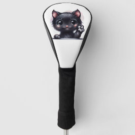Schattige zwarte Kawaii-kat Golfheadcover