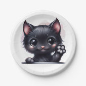 Schattige zwarte Kawaii-kat Papieren Bordje (Voorkant)