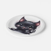 Schattige zwarte Kawaii-kat Papieren Bordje (Gekanteld)