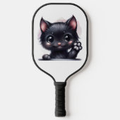 Schattige zwarte Kawaii-kat Pickleball Paddle (Voorkant)