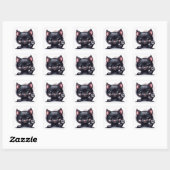 Schattige zwarte Kawaii-kat Vierkante Sticker (Vel)