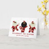 Schattige zwarte Kerstman-feest op witte achtergro Kaart (Gele Bloem)