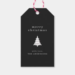 Schattige Zwarte Kerstvakantie Cadeaulabel