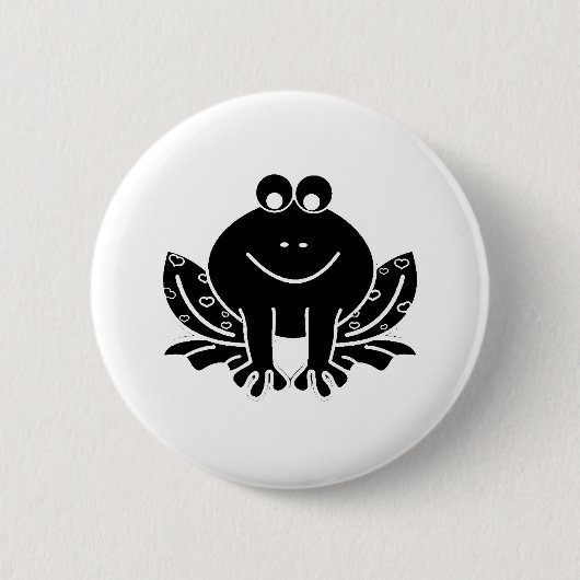 schattige zwarte kikker ronde button 5,7 cm (Voorkant)