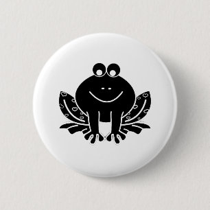schattige zwarte kikker ronde button 5,7 cm