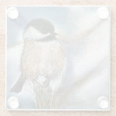 Schattige zwarte kippeetvogel glazen onderzetter (Achterkant)