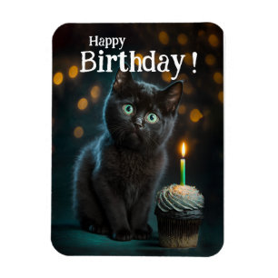Schattige zwarte Kitten Birthday,  Magneet