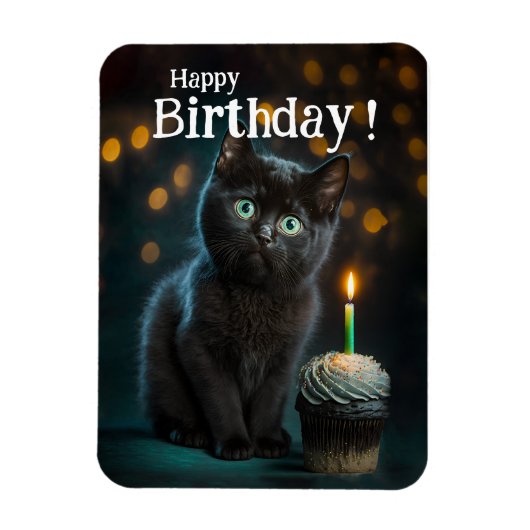 Schattige zwarte Kitten Birthday, Magneet (Verticaal)