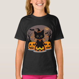 Schattige zwarte kitten in heks Pet T-shirt