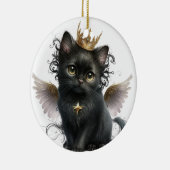 SCHATTIGE ZWARTE KITTEN MET ENGELENVLEUGELS KERAMISCH ORNAMENT (Rechts)