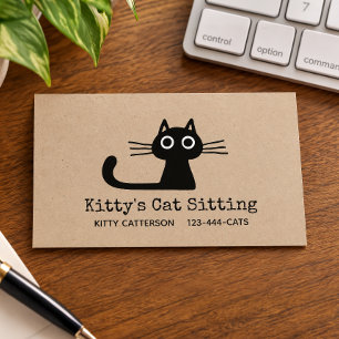 Schattige Zwarte Kitty Kat Leuke Katachtige Gr Visitekaartje