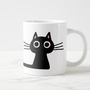Schattige Zwarte Kitty Kat Plezierige Katachtige Grote Koffiekop