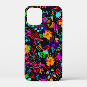 Schattige zwarte kleurrijke abstracte bloemen Case-Mate iPhone case