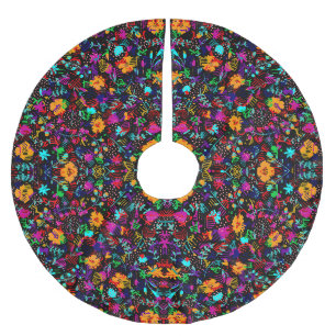 Schattige zwarte kleurrijke abstracte bloemen kerstboom rok