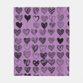 Schattige zwarte kraaktekening van het hart fleece deken (Voorkant)