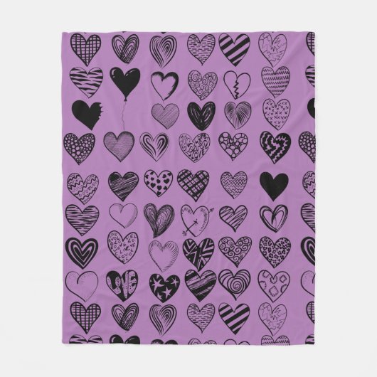 Schattige zwarte kraaktekening van het hart fleece deken (Voorkant)