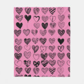 Schattige zwarte kraaktekening van het hart fleece deken (Voorkant)