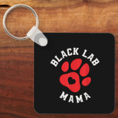 Schattige Zwarte Lab Mama Labrador Moeder Hond Eig Sleutelhanger (Voorkant)