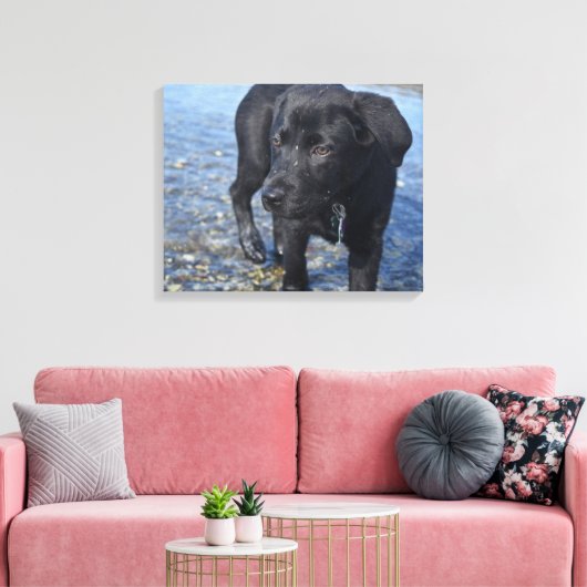 Schattige zwarte lab Puppy Dog Canvas Afdruk (Insitu (Woonkamer))