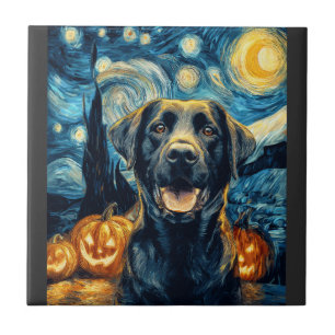 Schattige zwarte Labradoor hond Halloween Jack O L Tegeltje