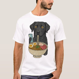 Schattige zwarte Labrador-hond die telefoon vastho T-shirt