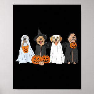 Schattige Zwarte Labrador Hond Halloween Geesten H Poster