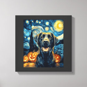 Schattige Zwarte Labrador Hond Halloween Jack O La Canvas Afdruk