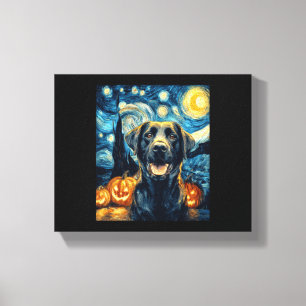 Schattige zwarte Labrador hond Halloween Jack O La Canvas Afdruk
