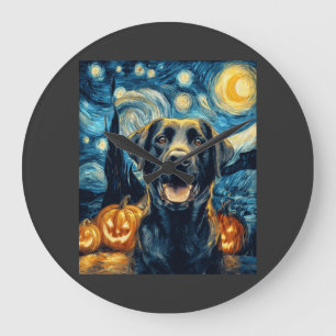 Schattige zwarte Labrador hond Halloween Jack O La Grote Klok