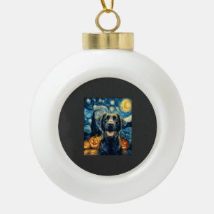 Schattige zwarte Labrador hond Halloween Jack O La Keramische Bal Ornament