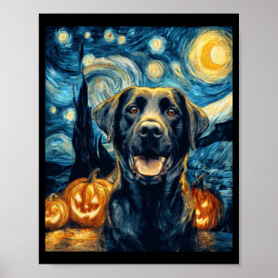 Schattige Zwarte Labrador Hond Halloween Jack O La Poster