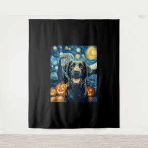 Schattige zwarte Labrador-hond Halloween Jack O La Wandkleed