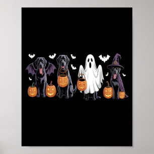 Schattige Zwarte Labrador Hond Halloween Pompoen L Poster