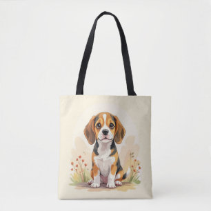 Schattige zwarte, lichtbruine en witte driekleurig tote bag