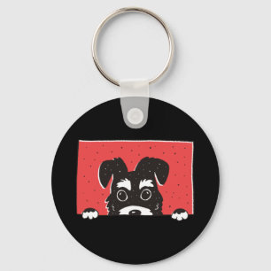 Schattige Zwarte Miniatuur Schnauzer Puppy Sleutelhanger