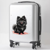 Schattige zwarte Pomeranian hond Sticker (Koffer)