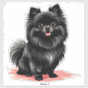 Schattige zwarte Pomeranian hond Sticker