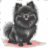 Schattige zwarte Pomeranian hond Sticker (Voorkant)
