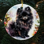 Schattige Zwarte Pommerse Waterverf Kerstmis Keramisch Ornament<br><div class="desc">Vier het vakantieseizoen met charme en stijl door uw boom te versieren met onze Schattige Black Pomeranian Waterverf Keramische Ornament. Dit heerlijke ornament legt de feestelijke sfeer vast in een grillig waterverf ontwerp,  waardoor het de perfecte toevoeging is voor Pommerse liefhebbers en feestelijke decorliefhebbers.</div>