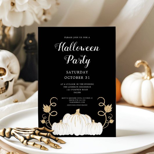 Schattige Zwarte Pompoen Halloween Feest Kaart