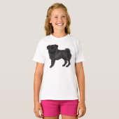 Schattige zwarte pug Hondenras ontwerpillustratie T-shirt (Voorkant volledig)